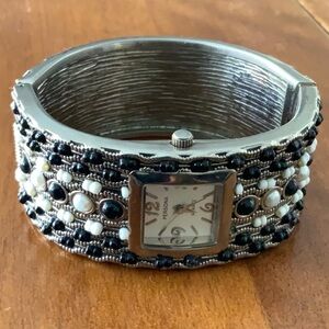 Persona Black and White Beaded Timepiece